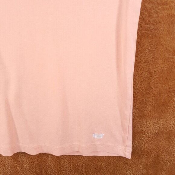 VINEYARD VINES Womens Top XS Pastel Orange VNeck Pullover Logo Tee Cap Sleeve - Picture 2 of 7